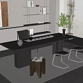 Tea table and chair combination 3d model