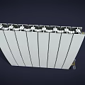 Industrial White Radiator With Vertical Panel Design And Brass Connections 3d model