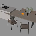 Nakajima counter bar counter operating table dining table and chairs 3d model