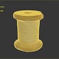Decorative Wooden And Stone Cylindrical Piece With Polished Wooden Bases And Textured Stone Middle