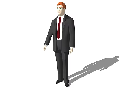 Businessman in Formal Black Suit with Red Tie Standing Full Body Portrait 3d model