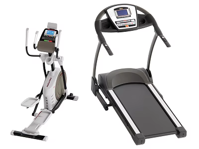 Sports Equipment Including Elliptical Trainer and Treadmill with LCD Screens for Home Use 3d model