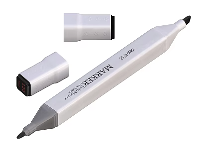 White Chisel Tip Marker Pen With Removable Cap And Sleek Design 3d model