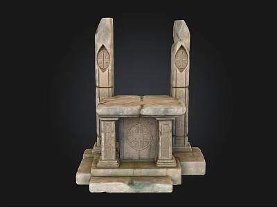 Stone Landscape Column Structure With Carved Platform And Decorative Pillars 3d model