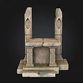 Stone Landscape Column Structure With Carved Platform And Decorative Pillars