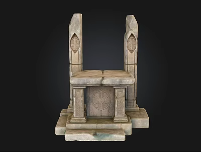 Stone Landscape Column Structure With Carved Platform And Decorative Pillars 3d model