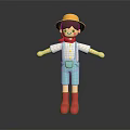 Cartoon Game Movie Character With Yellow Hat Red Scarf White Shirt Blue Overalls Red Boots