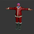 Man Dressed As Santa Claus With Arms Outstretched Standing Against Dark Background