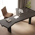 Modern Desk and Chair Combination Ornaments Books Computer Green Plant Notes 3d model