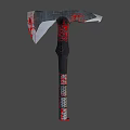 Bloody Axe With Sharp Blade And Red Stained Handle On Gray Background 3d model