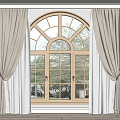 French Curtain Cream Curtain 3d model