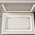 Modern White Ceiling Design With LED Strips Decorative Frames And Recessed Lights 3d model