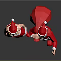 Game and Movie Characters in Christmas Costumes Female Santa Dress and Male Gesturing