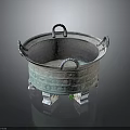 Ancient Chinese Bronze Ding Vessel With Loop Handles And Decorative Patterns On Three Legs 3d model