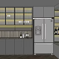 Modern Kitchen Sideboard Featuring Glass Doors Wine Glass Storage And Lighting