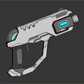 Futuristic Sci Fi Weapon With White Gray Body And Blue Glowing Accents