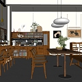 Modern Cafe Antique Coffee Shop Single Layer Coffee Shop Rest Area Coffee Table and Chair Antique Milk Tea Shop Dessert Sugar Shop 3d model