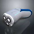 Modern Electric Shaver With Three Blades Gray Blue Design And Ergonomic Handle For Household Use