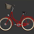 Three Colorful Vintage Bicycles With Wicker Front Baskets And White Wall Tires
