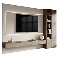 Modern TV Wall Design With LED Lighting Wooden Cabinets And Floating Stand