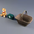 Woven Storage Basket for Home Organizing with Teddy Bear and First Aid Kit