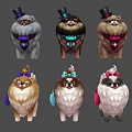 Cute Animal Backs With Small Top Hats And Colorful Bow Decorations