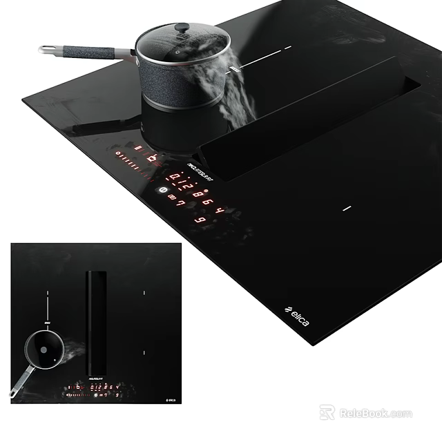 Modern Black Built in Kitchen Appliance With Digital Control Panel And Heating Knob 3d model 