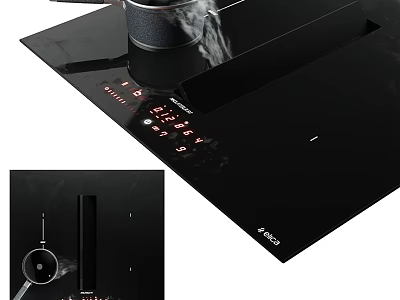 Modern Black Built in Kitchen Appliance With Digital Control Panel And Heating Knob 3d model