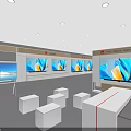 Modern HUAWEI Meeting Room With Long Table White Chairs And Large Screens