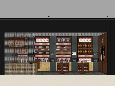 Modern Supermarket Department Store with Organized Shelves and Various Products 3d model