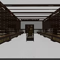 Traditional Chinese Medicine Pharmacy Interior With Wooden Herbal Medicine Cabinets And Glass Display Cases
