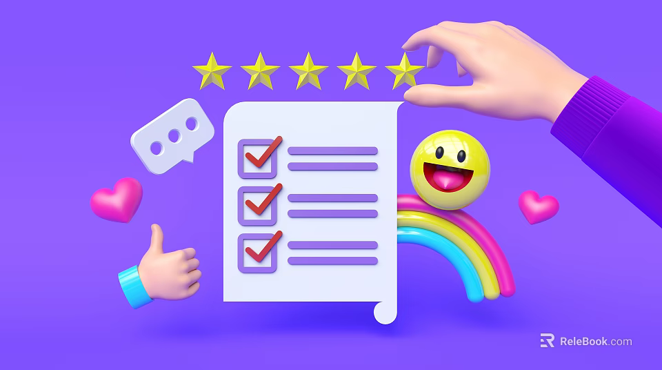 Business Equipment Evaluation Checklist With Star Ratings And Customer Satisfaction 3d model 
