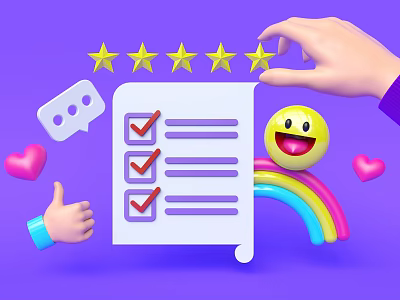 Business Equipment Evaluation Checklist With Star Ratings And Customer Satisfaction 3d model