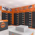 WICKIN Specialty Store Interior With Orange Black Cabinets And Central Display Counter