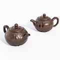Traditional Brown Ceramic Tea Pots With Classic Design And Smooth Surface 3d model