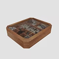 Assorted Jewelry in Wooden Box with Watches Rings Brooches Bracelets and Decorative Flowers