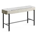 Modern Dressing Table With White Marble Top Black Metal Frame Drawers And Lower Shelf