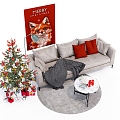 Simple Sofa Coffee Table Combination Christmas Tree 3d model