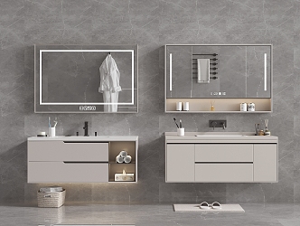 Modern Hanging Bathroom Cabinet Bathroom Cabinet Washstand Mirror Toiletries 3d model