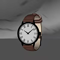Elegant Wrist Watch With Brown Leather Strap Gold Case And White Dial