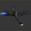 Game Movie Character Blue Sci Fi Figure Riding Green Mechanical Vehicle With Blue Jet Flames