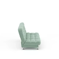 People Using Comfortable Light Green Modern Sofa Bed With Padded Seats And Metal Legs