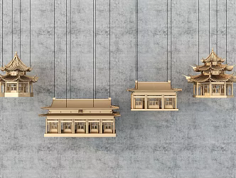 Chinese Hanging Ornaments Ancient Architecture Pendant Ornaments 3d model
