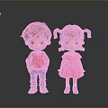 Cute Children Dolls Boy In Red Shirt Blue Pants And Girl In Pink Dress