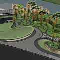 Modern Waterfront Sales Office Building With Urban Skyline And Green Landscaping