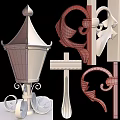 Elegant Iron Partition Design With Decorative Elements Heart Shaped Motifs Stone Pillars And Lamp Posts