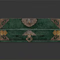 Green Decorative Furniture Chests With Intricate Carved Patterns And Golden Handles Open And Closed