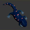 Vibrant Blue Reptile With Bright Pink Spots And Smooth Shiny Body