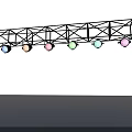 Colorful Stage Lights With Truss Structure And Multicolored Beams On Black Background
