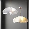 Modern Petal Shaped White Gray Chandeliers For Interior Ceiling Lighting Design 3d model